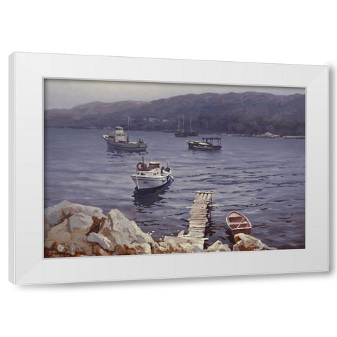 In the Bay White Modern Wood Framed Art Print by Adamov, Alexey