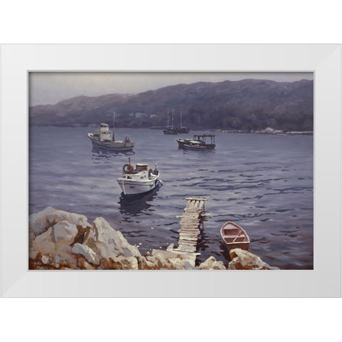 In the Bay White Modern Wood Framed Art Print by Adamov, Alexey
