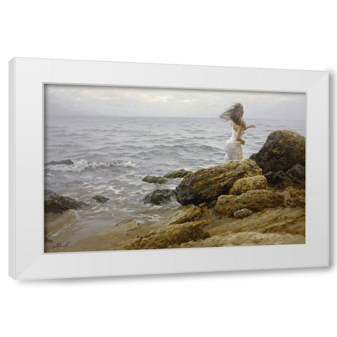 Mermaid White Modern Wood Framed Art Print by Adamov, Alexey