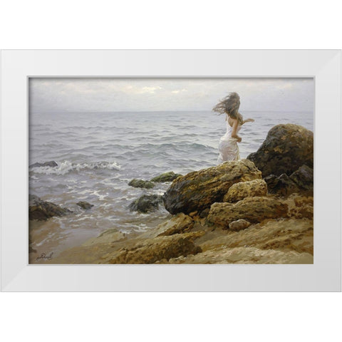 Mermaid White Modern Wood Framed Art Print by Adamov, Alexey