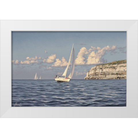 Sunshine Day on the Sea White Modern Wood Framed Art Print by Adamov, Alexey