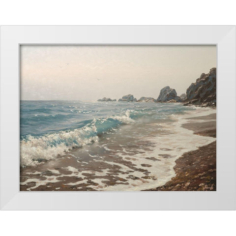 The Surf White Modern Wood Framed Art Print by Adamov, Alexey