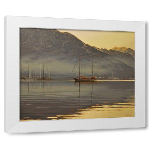First Rays White Modern Wood Framed Art Print by Adamov, Alexey