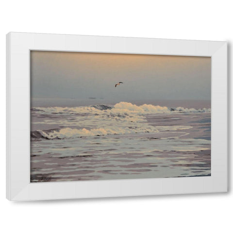 Waves White Modern Wood Framed Art Print by Adamov, Alexey