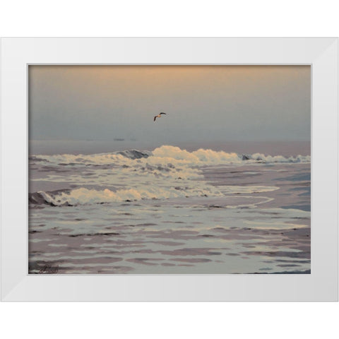 Waves White Modern Wood Framed Art Print by Adamov, Alexey