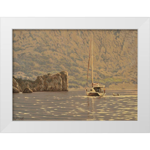 Near Gurzuf White Modern Wood Framed Art Print by Adamov, Alexey
