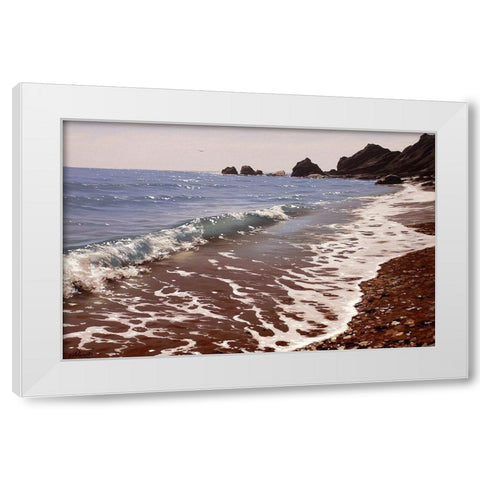 Wave White Modern Wood Framed Art Print by Adamov, Alexey