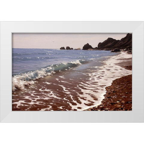 Wave White Modern Wood Framed Art Print by Adamov, Alexey