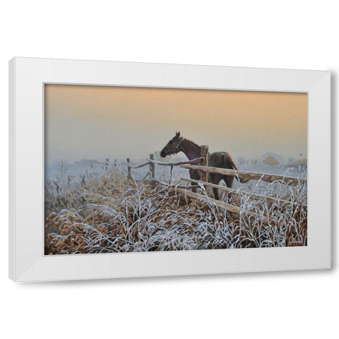 White Frost White Modern Wood Framed Art Print by Adamov, Alexey