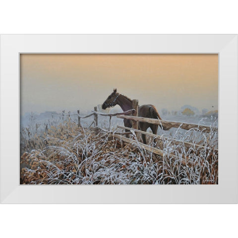 White Frost White Modern Wood Framed Art Print by Adamov, Alexey