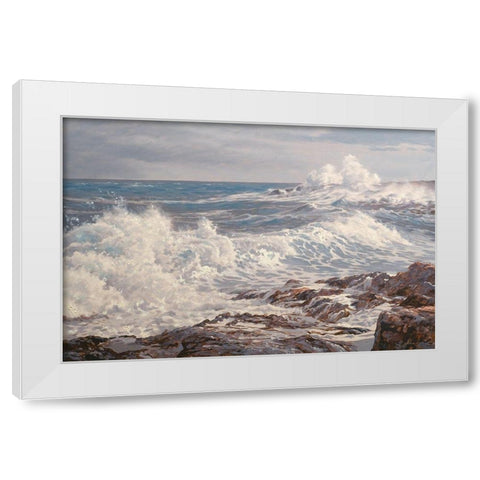By Foam Water White Modern Wood Framed Art Print by Adamov, Alexey