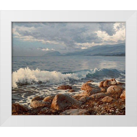 Wave in the Morning White Modern Wood Framed Art Print by Adamov, Alexey