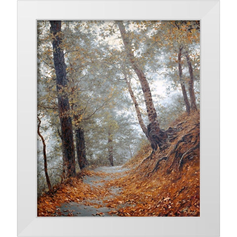 The Fog in Wood I White Modern Wood Framed Art Print by Adamov, Alexey