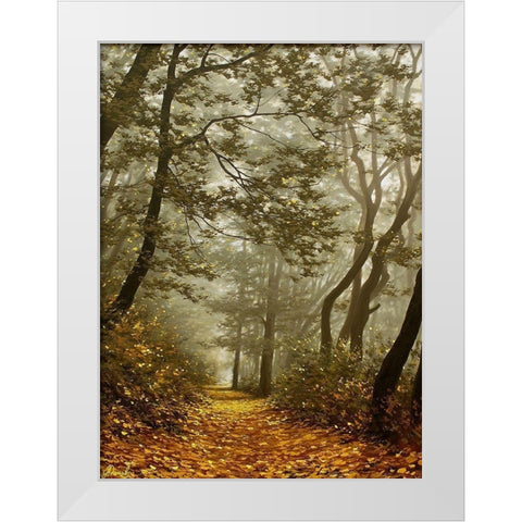 The Fog in Wood II White Modern Wood Framed Art Print by Adamov, Alexey