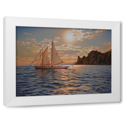 Evening Ride White Modern Wood Framed Art Print by Adamov, Alexey