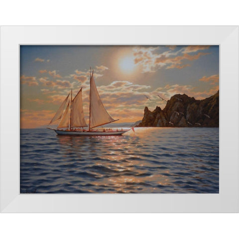 Evening Ride White Modern Wood Framed Art Print by Adamov, Alexey