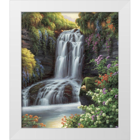 Waterfall II White Modern Wood Framed Art Print by Smith, Ethan