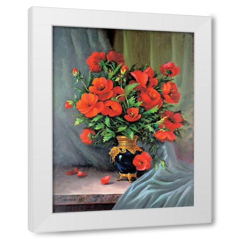 Red Poppies White Modern Wood Framed Art Print by Artov, Sergei