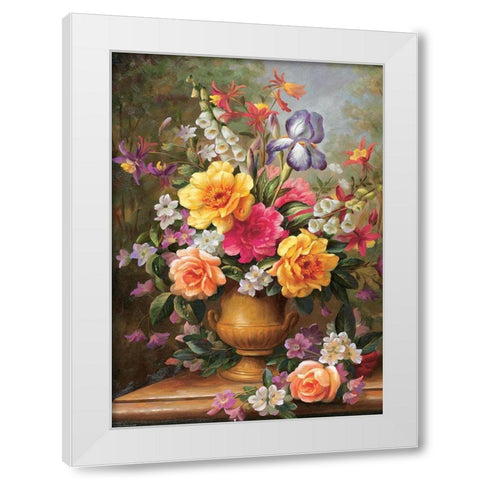 Still Life with Iris White Modern Wood Framed Art Print by Viktoria
