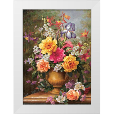 Still Life with Iris White Modern Wood Framed Art Print by Viktoria