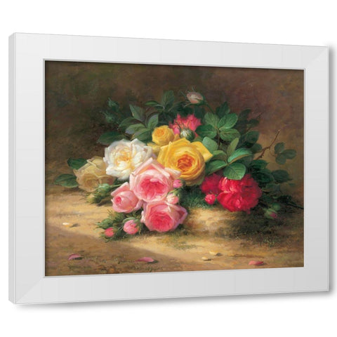 Flower Composition I White Modern Wood Framed Art Print by Rabun, Josef