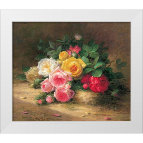 Flower Composition I White Modern Wood Framed Art Print by Rabun, Josef
