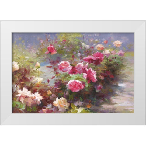 Flowers with Light I White Modern Wood Framed Art Print by Adamczyk, Jacek