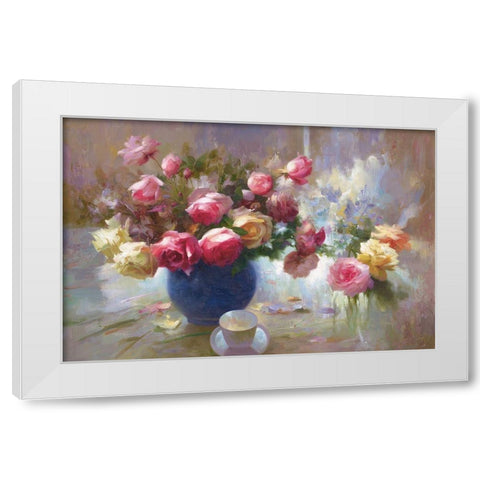 Flowers with Light II White Modern Wood Framed Art Print by Adamczyk, Jacek