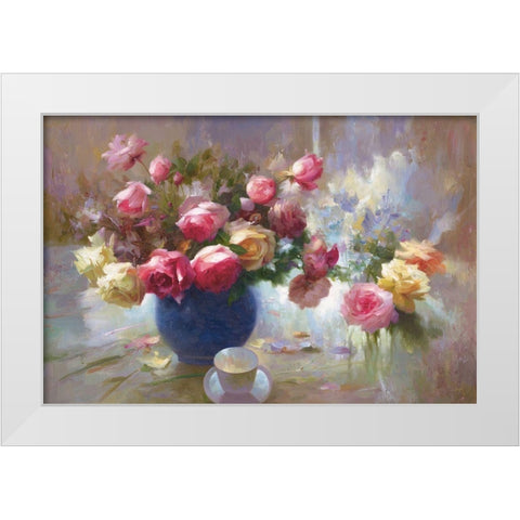 Flowers with Light II White Modern Wood Framed Art Print by Adamczyk, Jacek