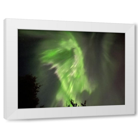 Northern Lights Iceland I White Modern Wood Framed Art Print by Bures, Josef