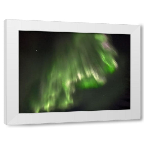 Northern Lights Iceland II White Modern Wood Framed Art Print by Bures, Josef