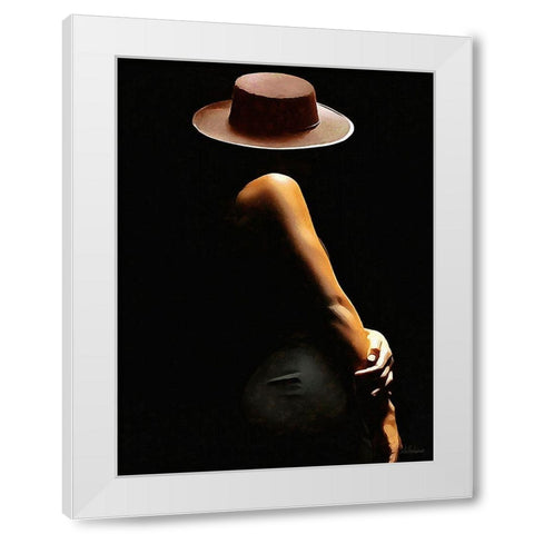 Lady with Hat I White Modern Wood Framed Art Print by Medeiros, Celito