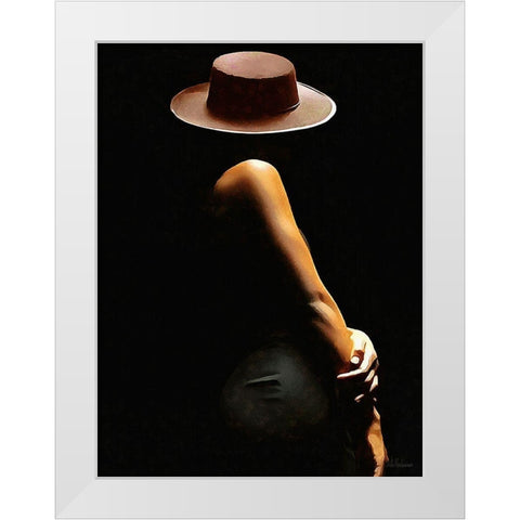 Lady with Hat I White Modern Wood Framed Art Print by Medeiros, Celito
