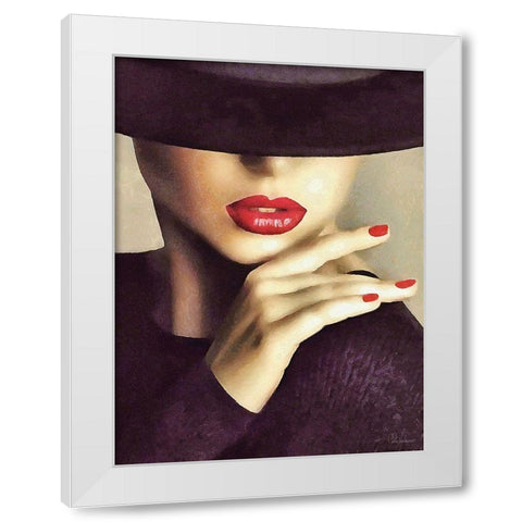 Lady with Hat II White Modern Wood Framed Art Print by Medeiros, Celito