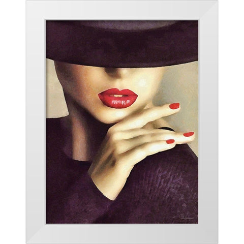 Lady with Hat II White Modern Wood Framed Art Print by Medeiros, Celito