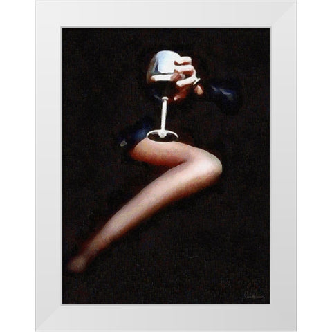 Lady with a Glass of Red Wine White Modern Wood Framed Art Print by Medeiros, Celito