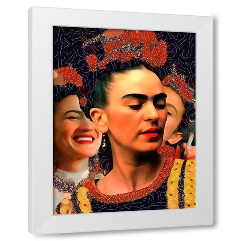 Frida Kahlo Variation I White Modern Wood Framed Art Print by Medeiros, Celito