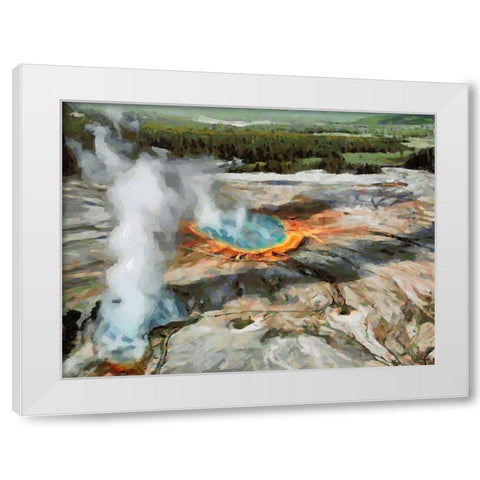 Great Yellowstone NP 4 White Modern Wood Framed Art Print by Medeiros, Celito