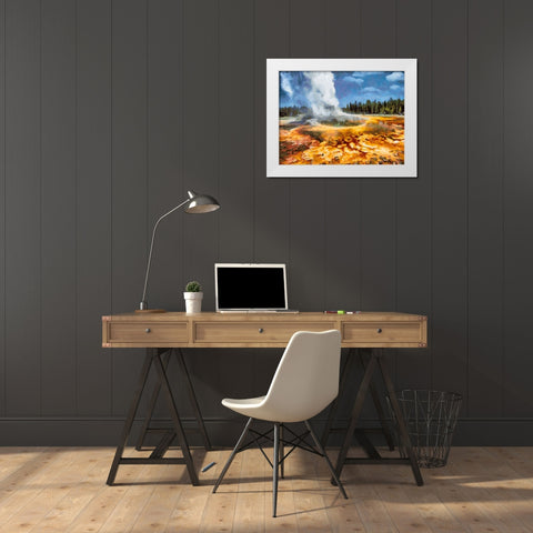 Great Yellowstone NP 5 White Modern Wood Framed Art Print by Medeiros, Celito
