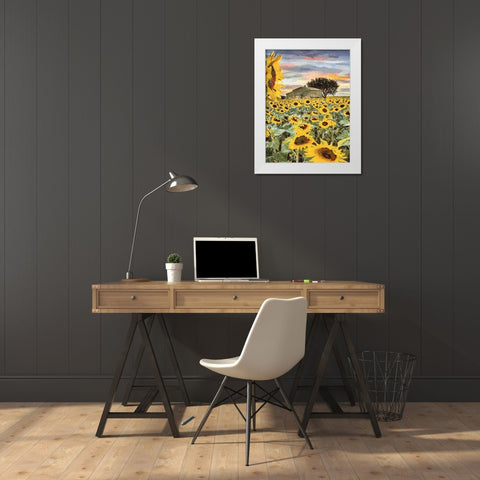 Sunflowers Collection VII White Modern Wood Framed Art Print by Medeiros, Celito