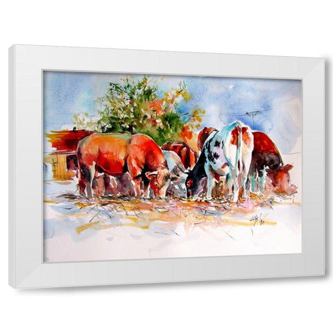 The Devil and the Other Cows White Modern Wood Framed Art Print by Kovacs, Anna Brigite
