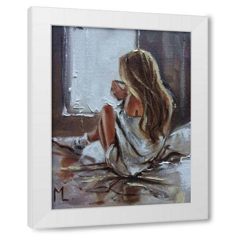 Breakfast Coffee White Modern Wood Framed Art Print by Luniak, Monika