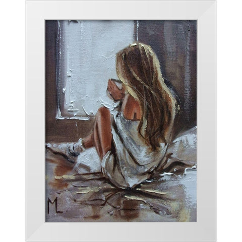 Breakfast Coffee White Modern Wood Framed Art Print by Luniak, Monika