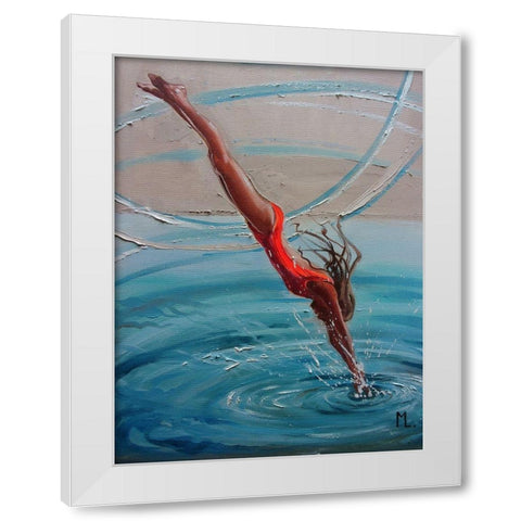 Jump White Modern Wood Framed Art Print by Luniak, Monika