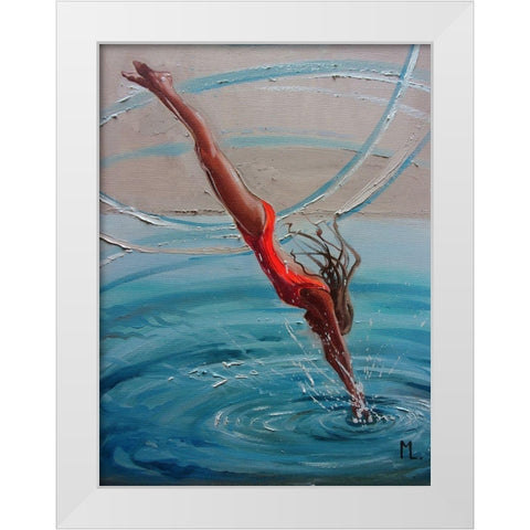 Jump White Modern Wood Framed Art Print by Luniak, Monika
