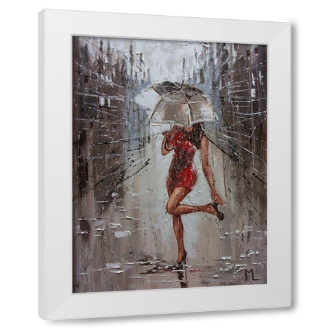 Rain Street Spring White Modern Wood Framed Art Print by Luniak, Monika
