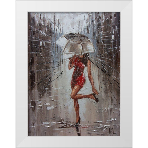 Rain Street Spring White Modern Wood Framed Art Print by Luniak, Monika