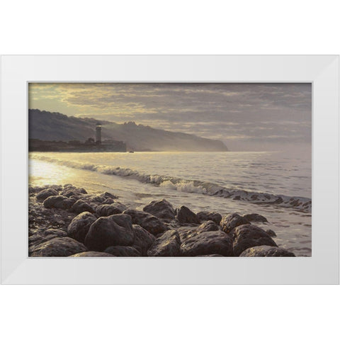 Morning Surf White Modern Wood Framed Art Print by Adamov, Alexey