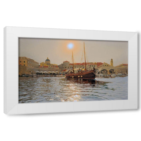 An Old Town White Modern Wood Framed Art Print by Adamov, Alexey