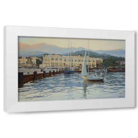 View of Yalta White Modern Wood Framed Art Print by Adamov, Alexey